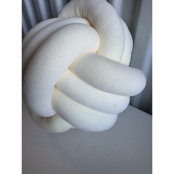 3 for $9 Cream White Knot Pillow 10” Round Soft Plush Knot Ball Pillow... - Picture 3 of 4